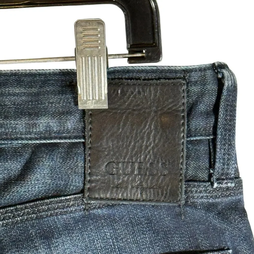 Guess Men's 33x30 Dark Blue Wash Lincoln Slim Straight Fit Cotton Blend Jeans